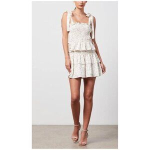 Shona Joy Womens Shirred Mini Dress Ivory Floral Size 4 Cocktail Party